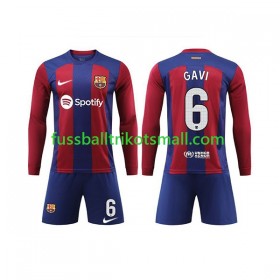 Fußballtrikots FC Barcelona GAVI 6 Kinder 2023-2024 Langarm Heimtrikotsatz kaufen